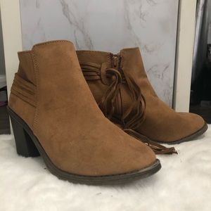 Tan suede booties